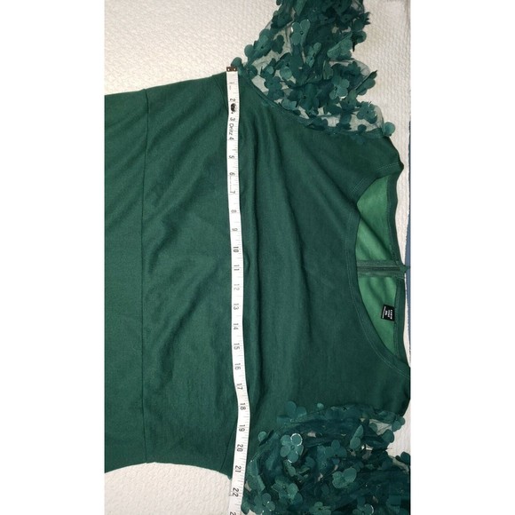 SHEIN Curve Size 2XL Polyester Green Midi Dress Sheer Puff Long sleeves w/petals - Picture 7 of 12